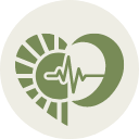 A logo featuring a heart shape with an electrocardiogram line and a circular arrow, symbolizing heart health and renewal.