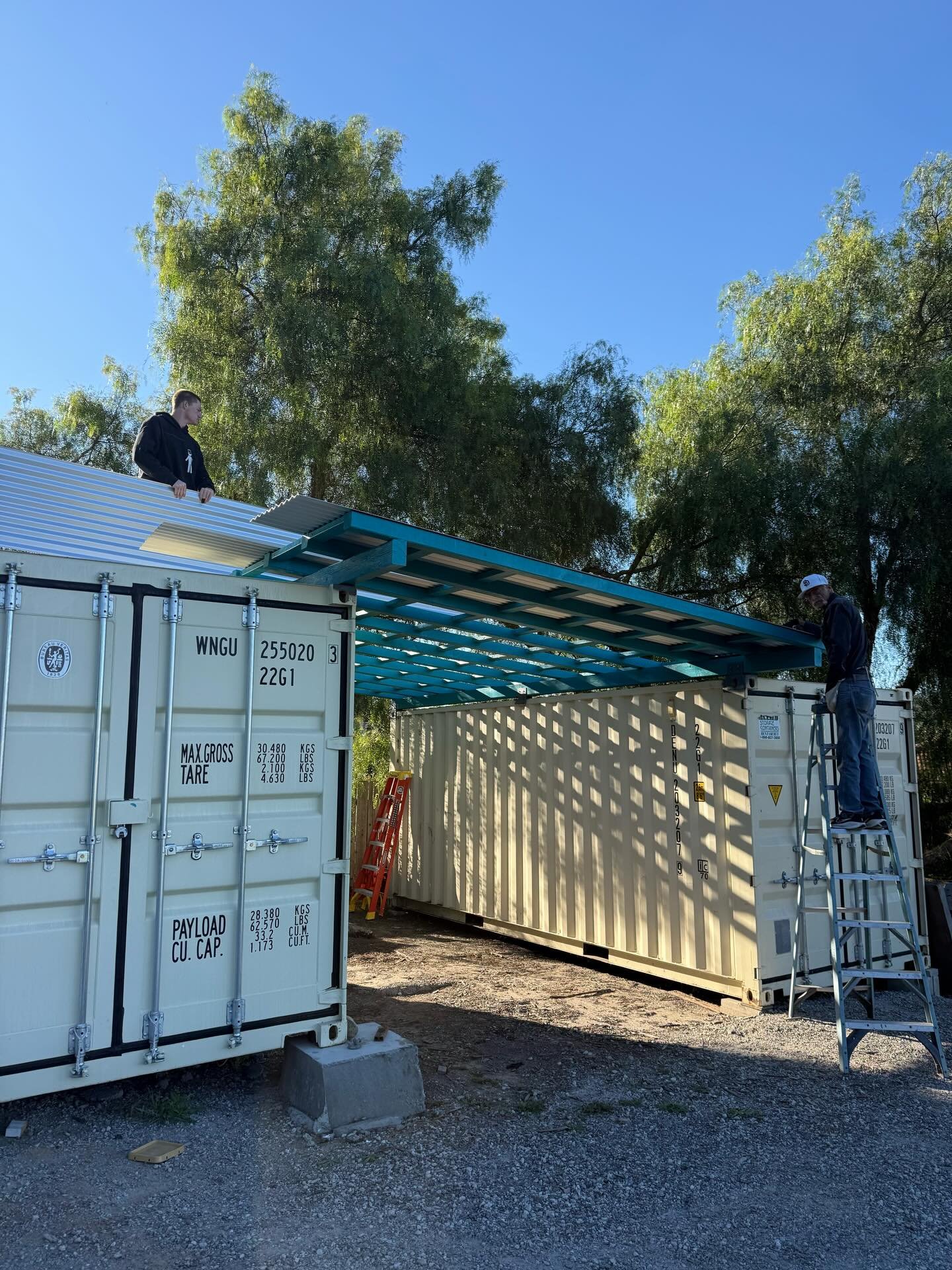 A little on property build out to keep the cars from getting the brunt of the Southern California sun this summer 🌞 

We use containers for storage too 😁

#offgridliving #offgrid #buslife #propertybuildout