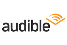 Audible logo with stylized orange radio waves above the word 'audible'