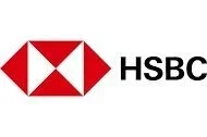 HSBC logo featuring a red hexagon with white triangular sections