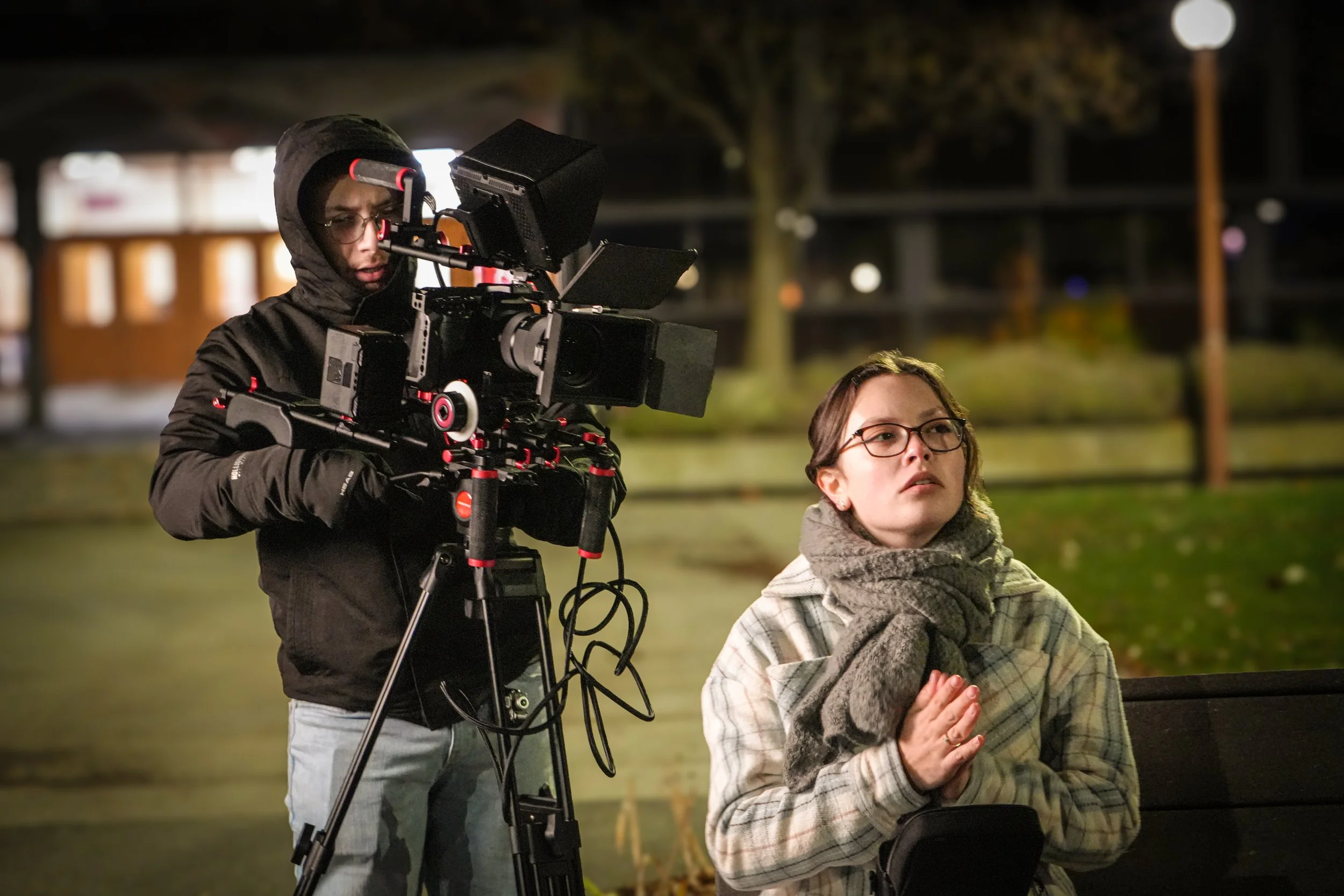Behind the scenes narrative film production directed by Gurdil Dardi featuring cinematic nighttime scene