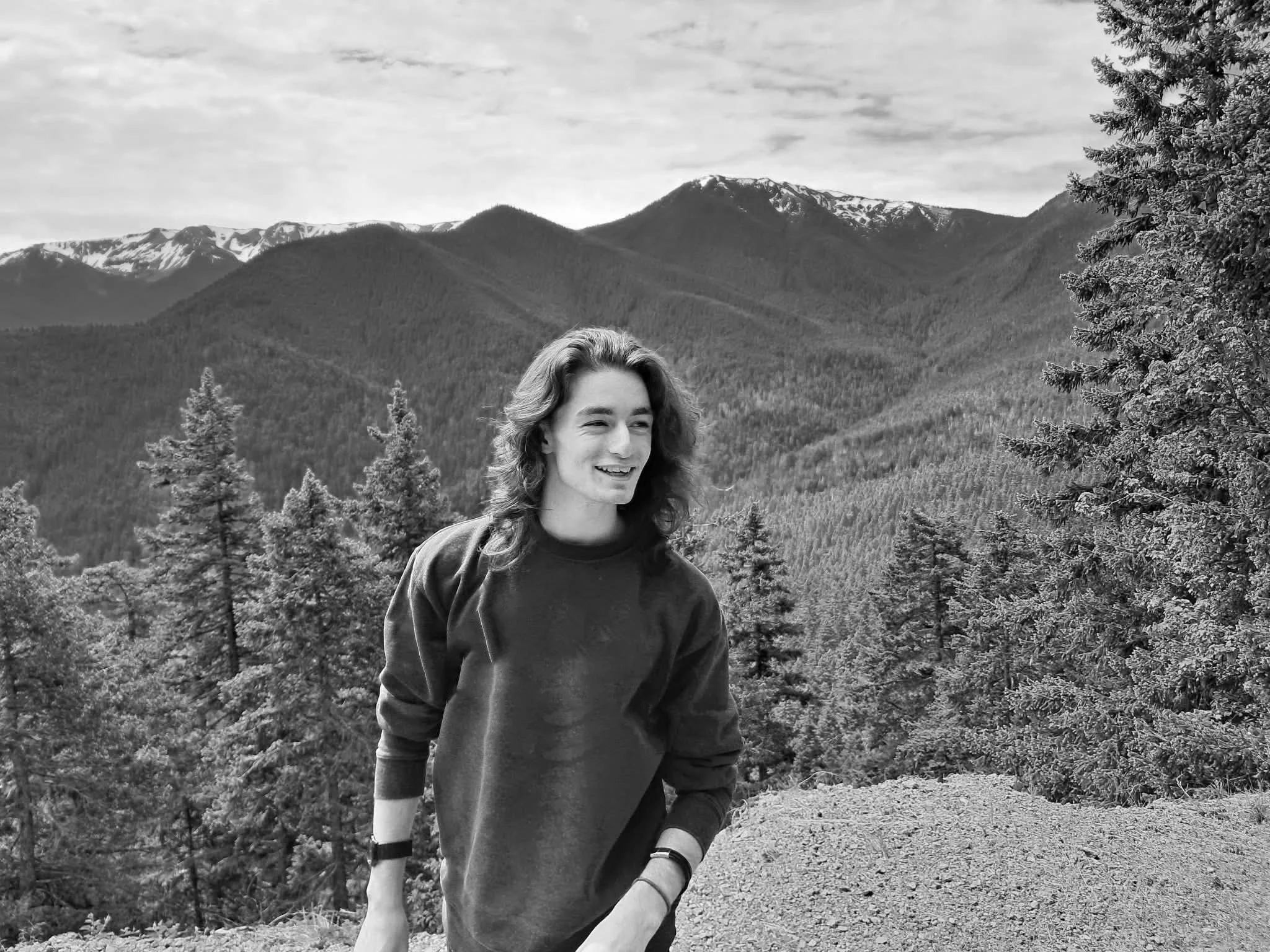Portrait of Co-Founder Lanson Duncan outdoors in cinematic black and white photography
