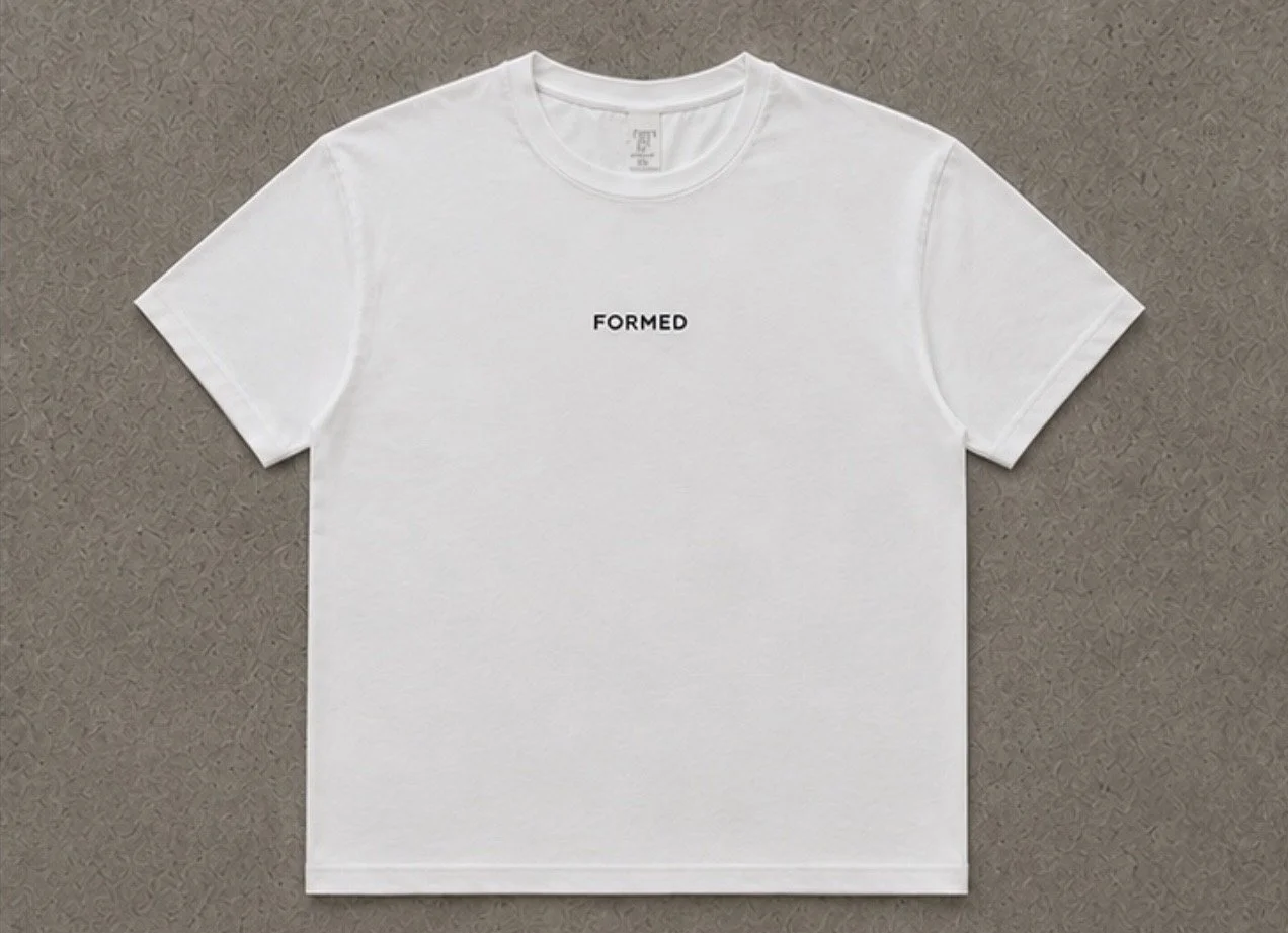 white graphic tee