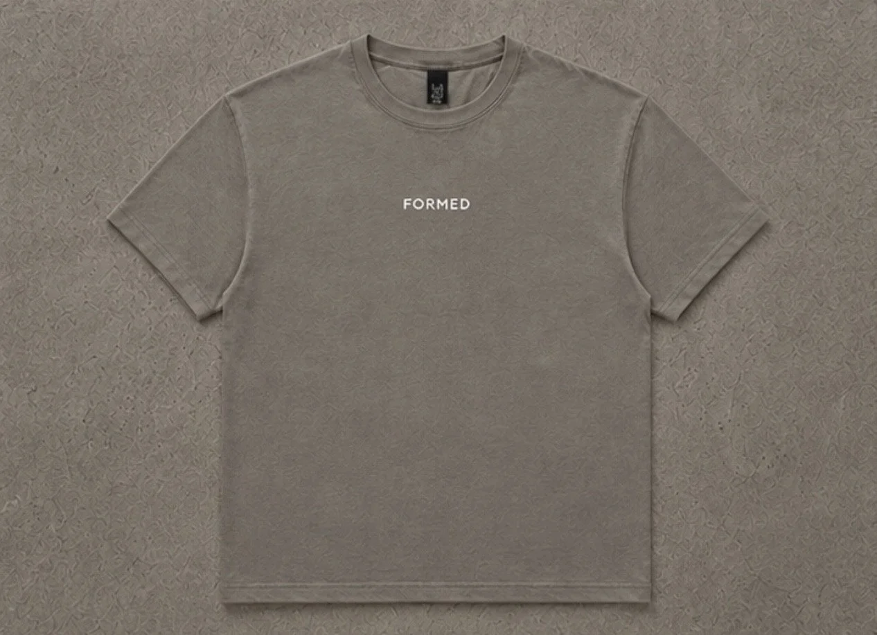 formed tan graphic tee