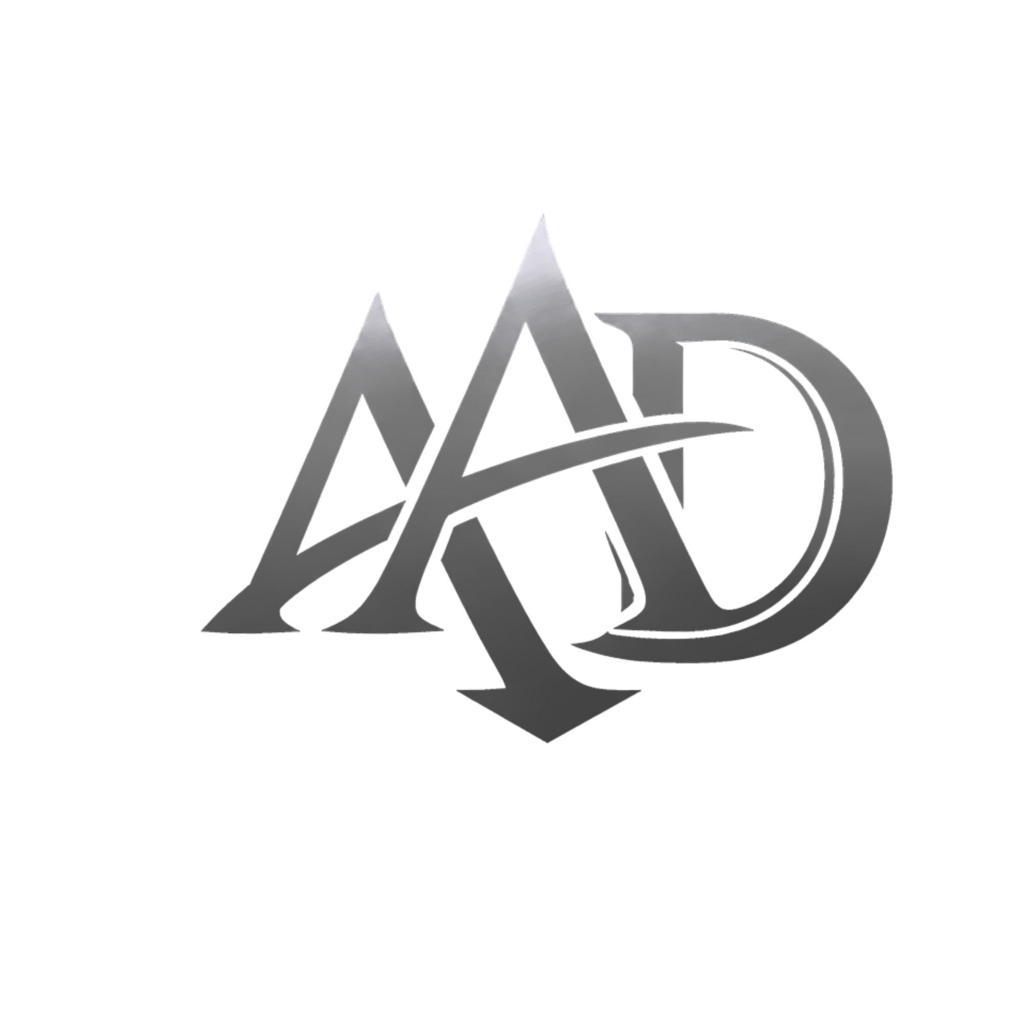 Black 3D logo with the letters A, D, and a stylized D, using angular shapes and a modern design.