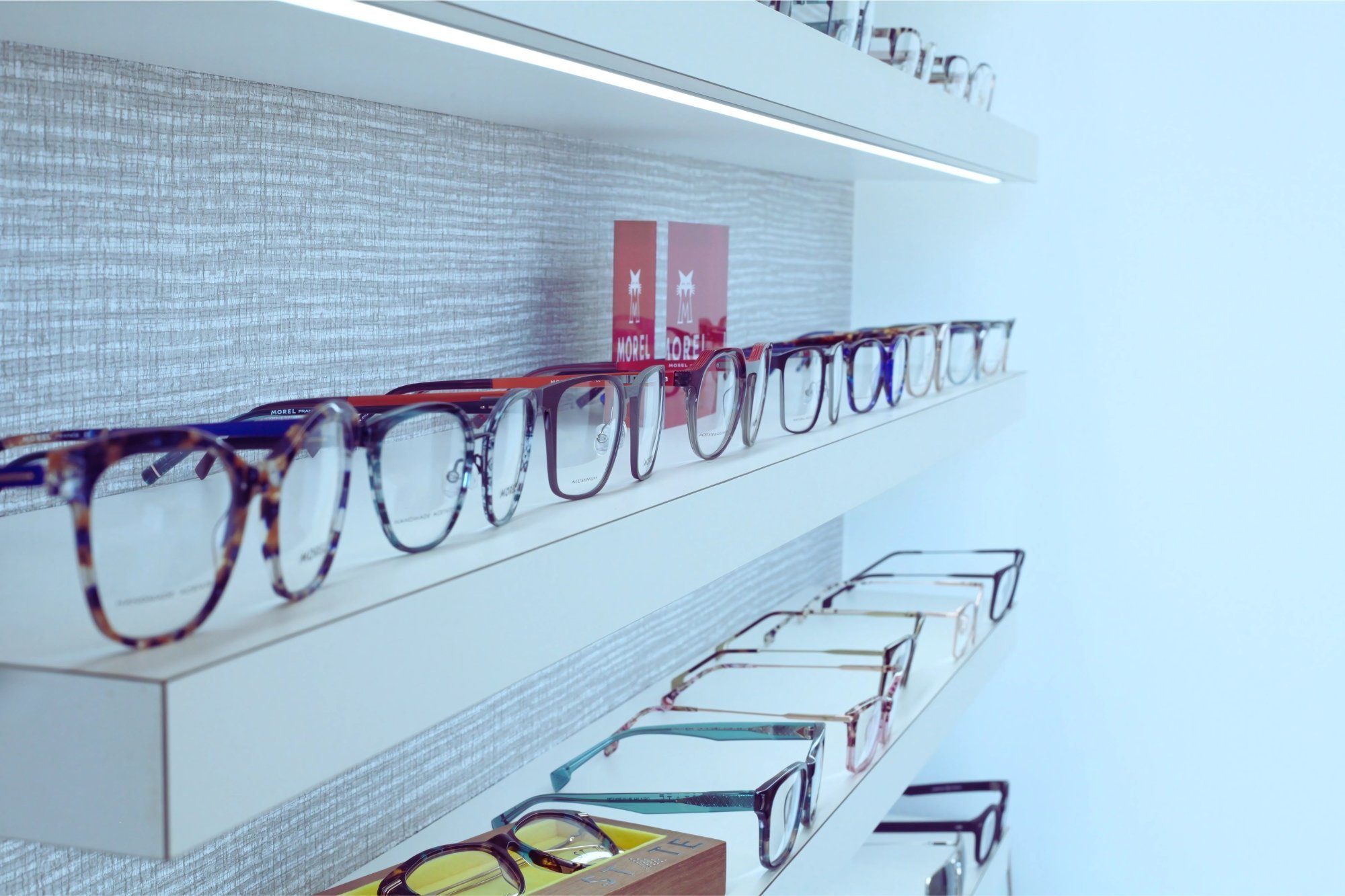 Independent eyewear collection featuring Morel, Ovvo, STATE, and SALT frames at Hoffman Eyecare in Westfield, IN