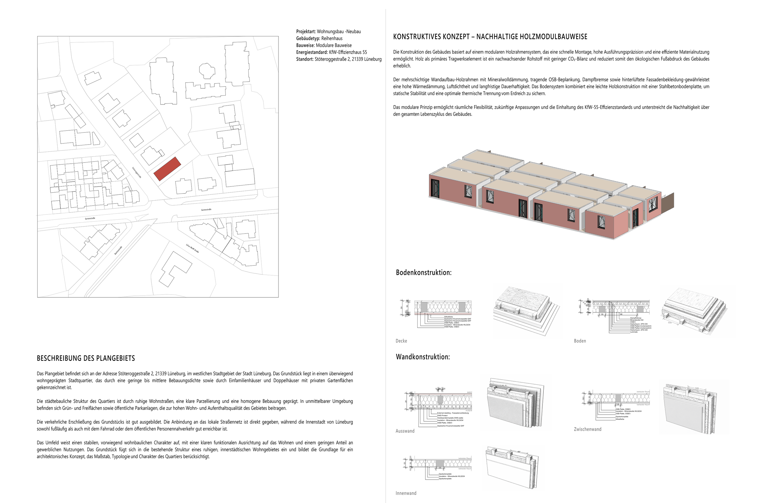Lageplan und Projektübersicht des Mehrfamilienhauses Stöteroggestraße in Lüneburg