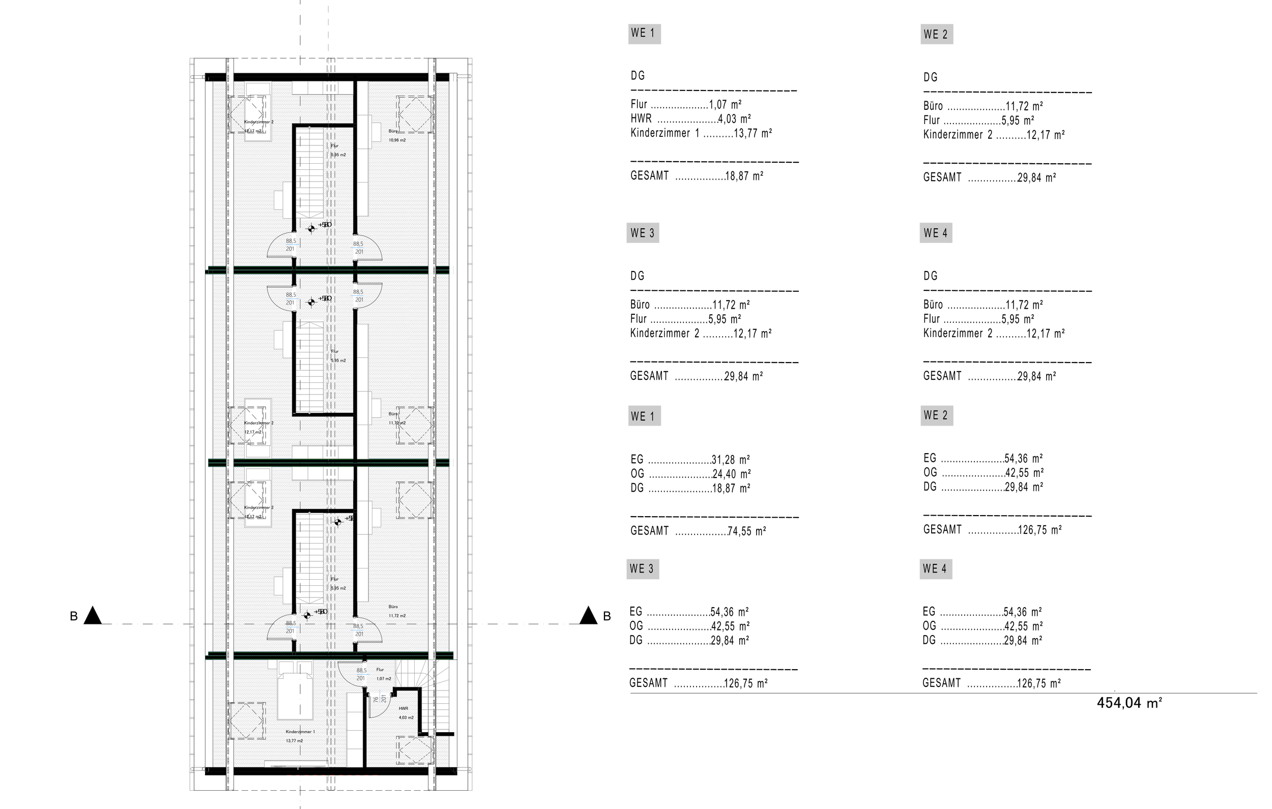 Grundrissplanung eines weiteren Geschosses des Mehrfamilienhauses Stöteroggestraße in Lüneburg