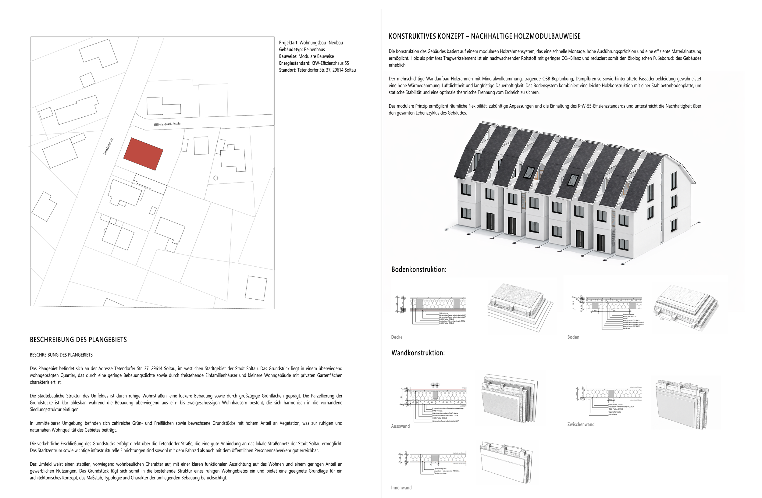 Lageplan und Gebäudeansichten des Mehrfamilienhauses Tetendorfer Straße in Soltau
