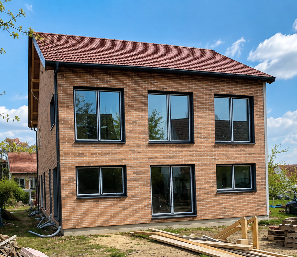 Visualisierung eines modernen modularen Gebäudes