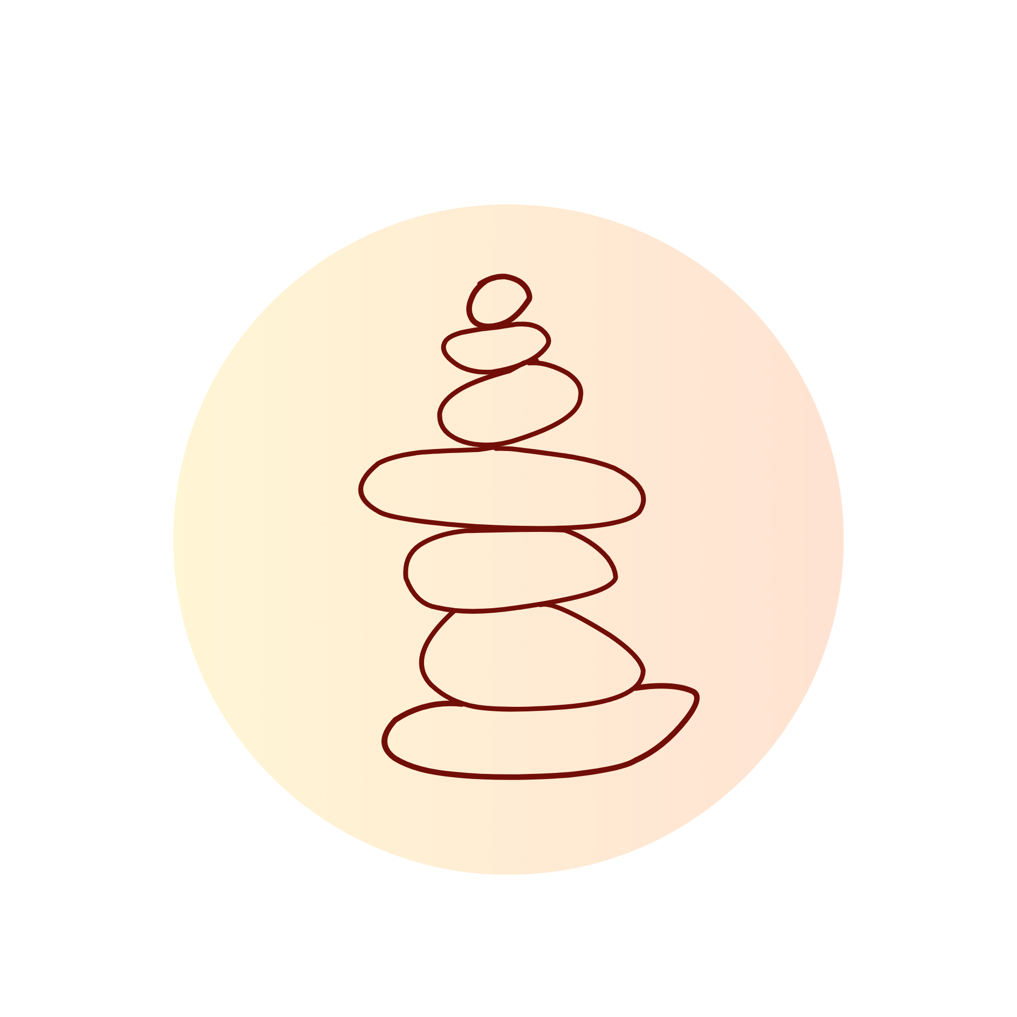 Abstract graphic with a black background, a large orange circle, and a black squiggly line in the shape of a spiral.