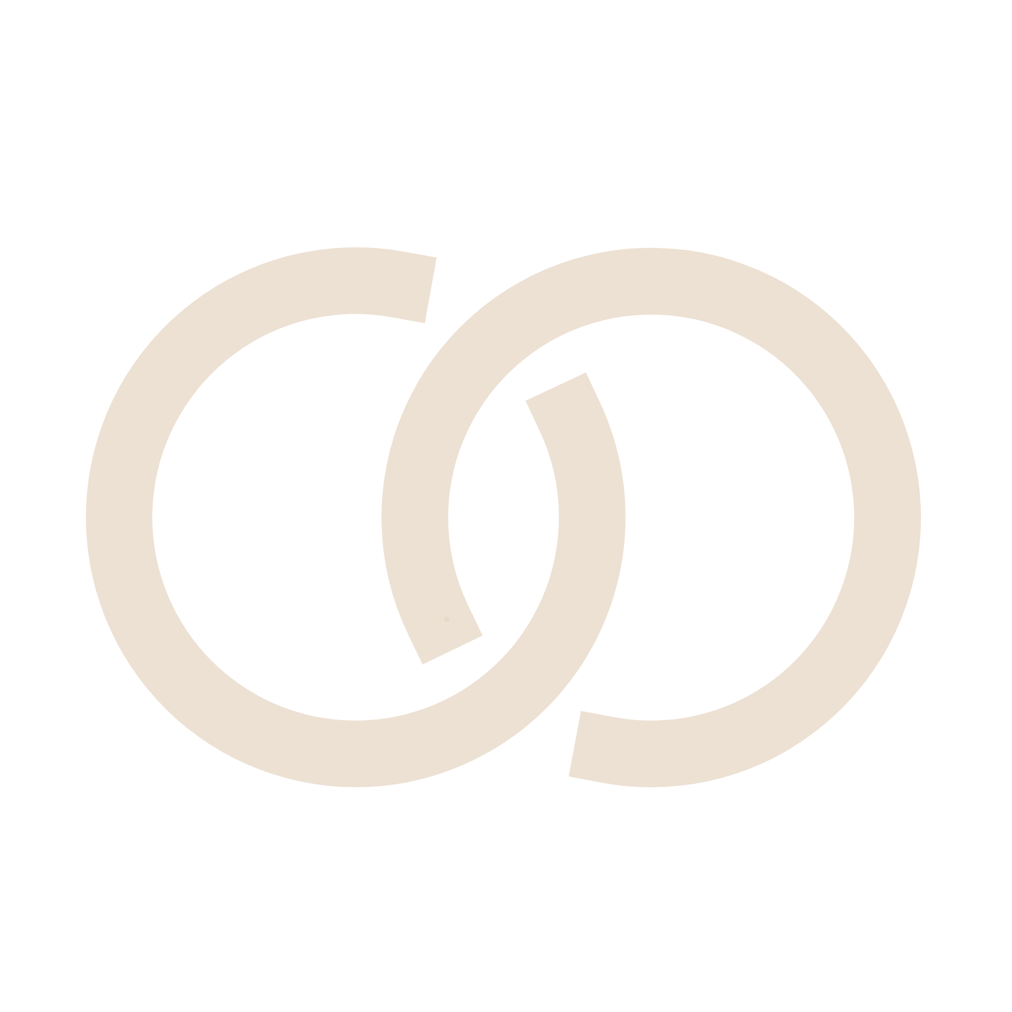 Close-up of overlapping beige and black circular designs on a dark background.