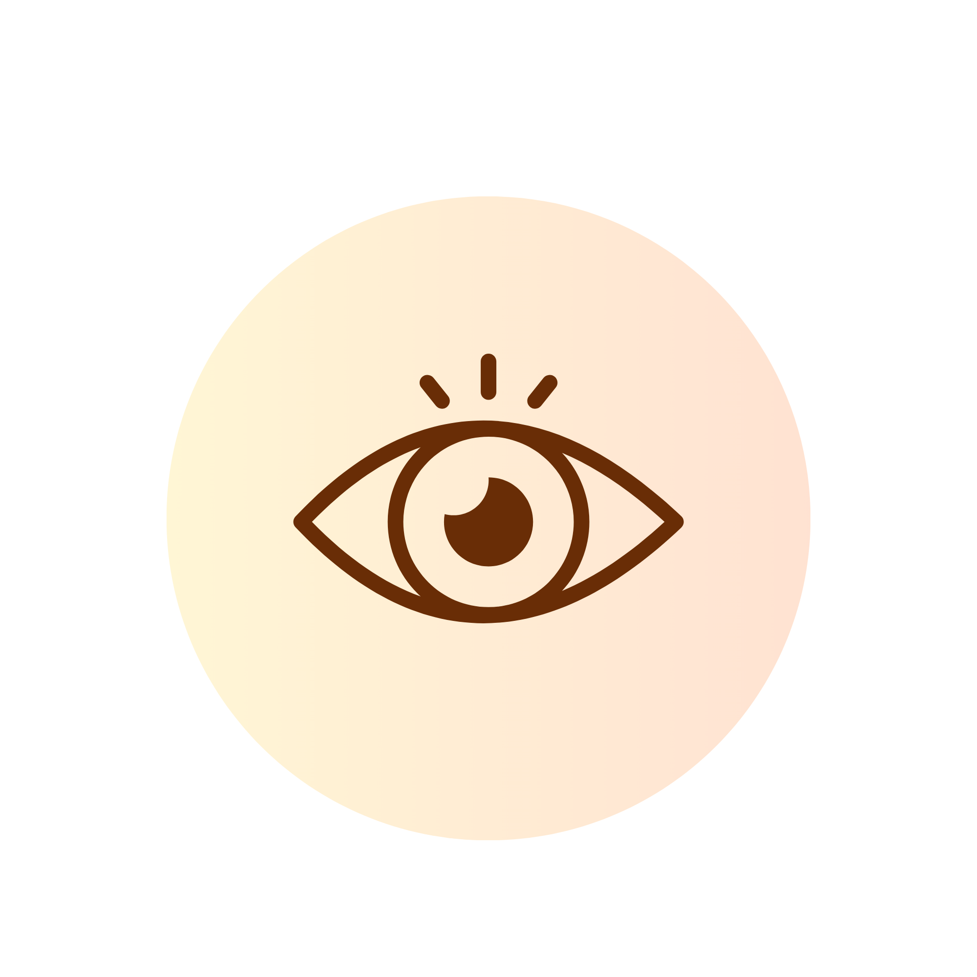 Illustration of a person's face with an eye symbol in the center, featuring a gradient background transitioning from yellow to orange.
