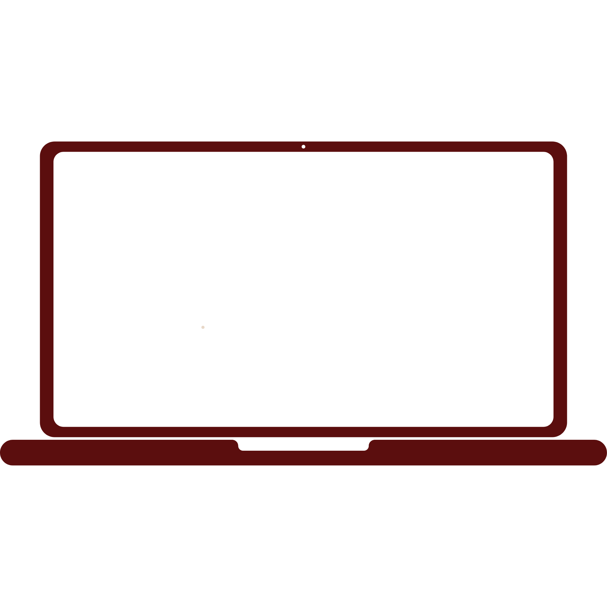 Drawing of a black laptop with a maroon outline on a black background.