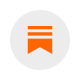 Icon with three horizontal orange bars inside a grey circle.