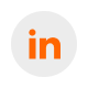 LinkedIn logo with white background and orange 'in' icon.