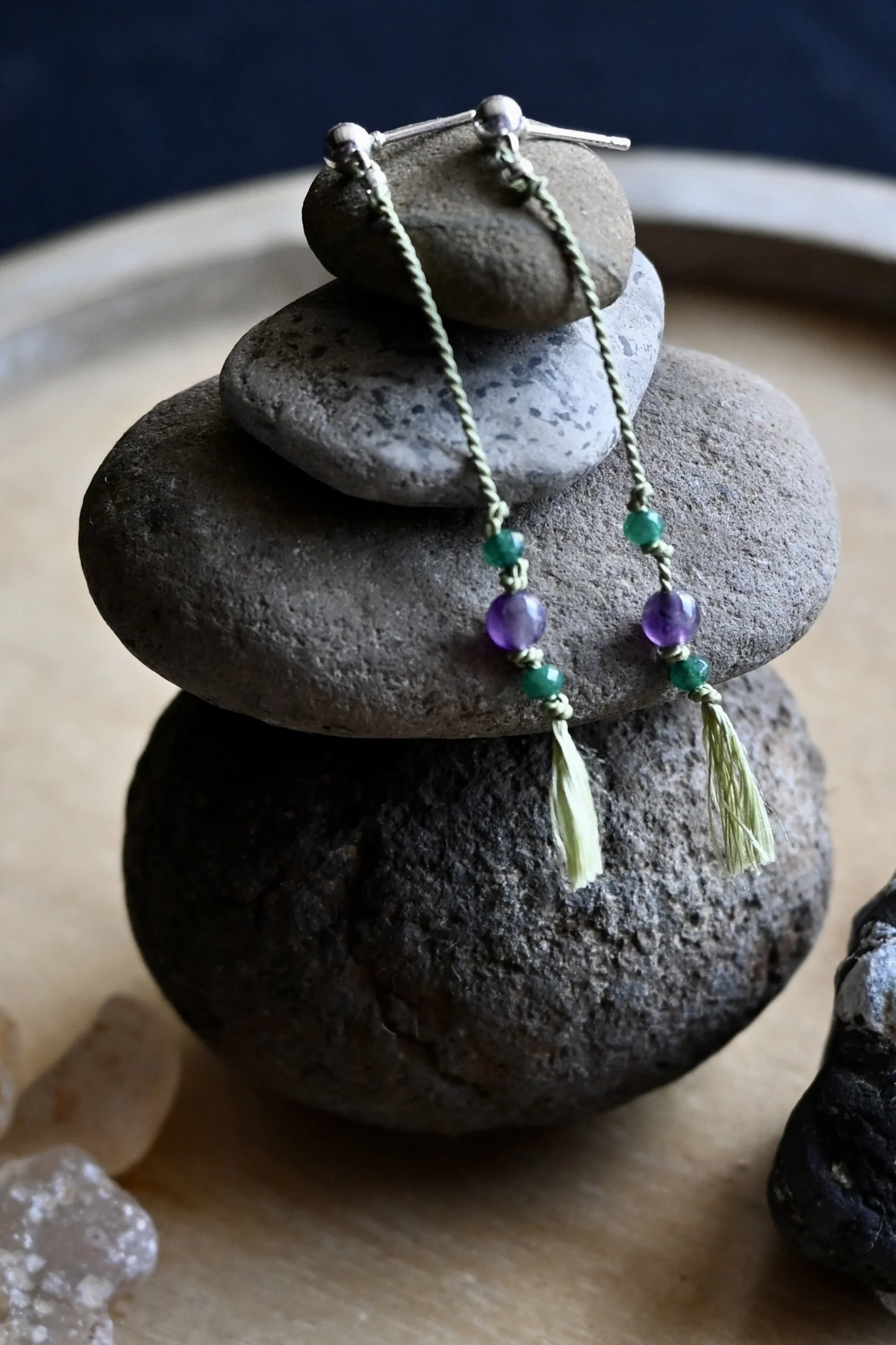 Amethyst and Emerald Earrings