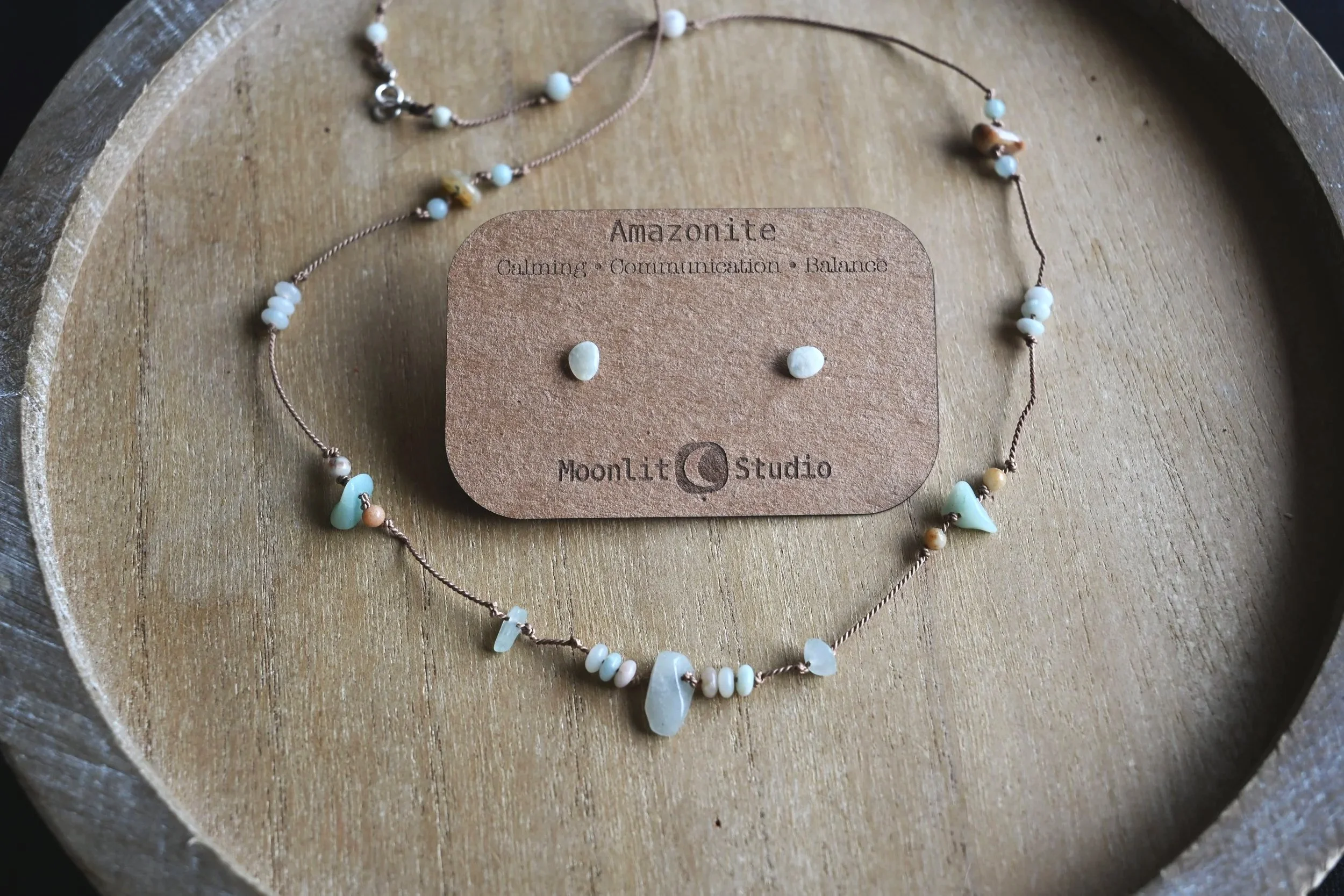 Amazonite Necklace and Stud Earring Set
