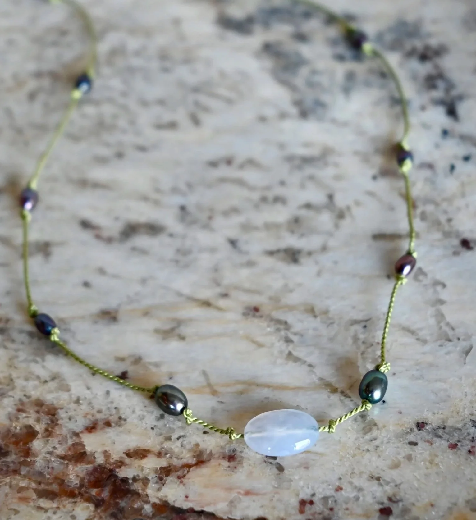 Elegant Chalcedony and Pearl Necklace