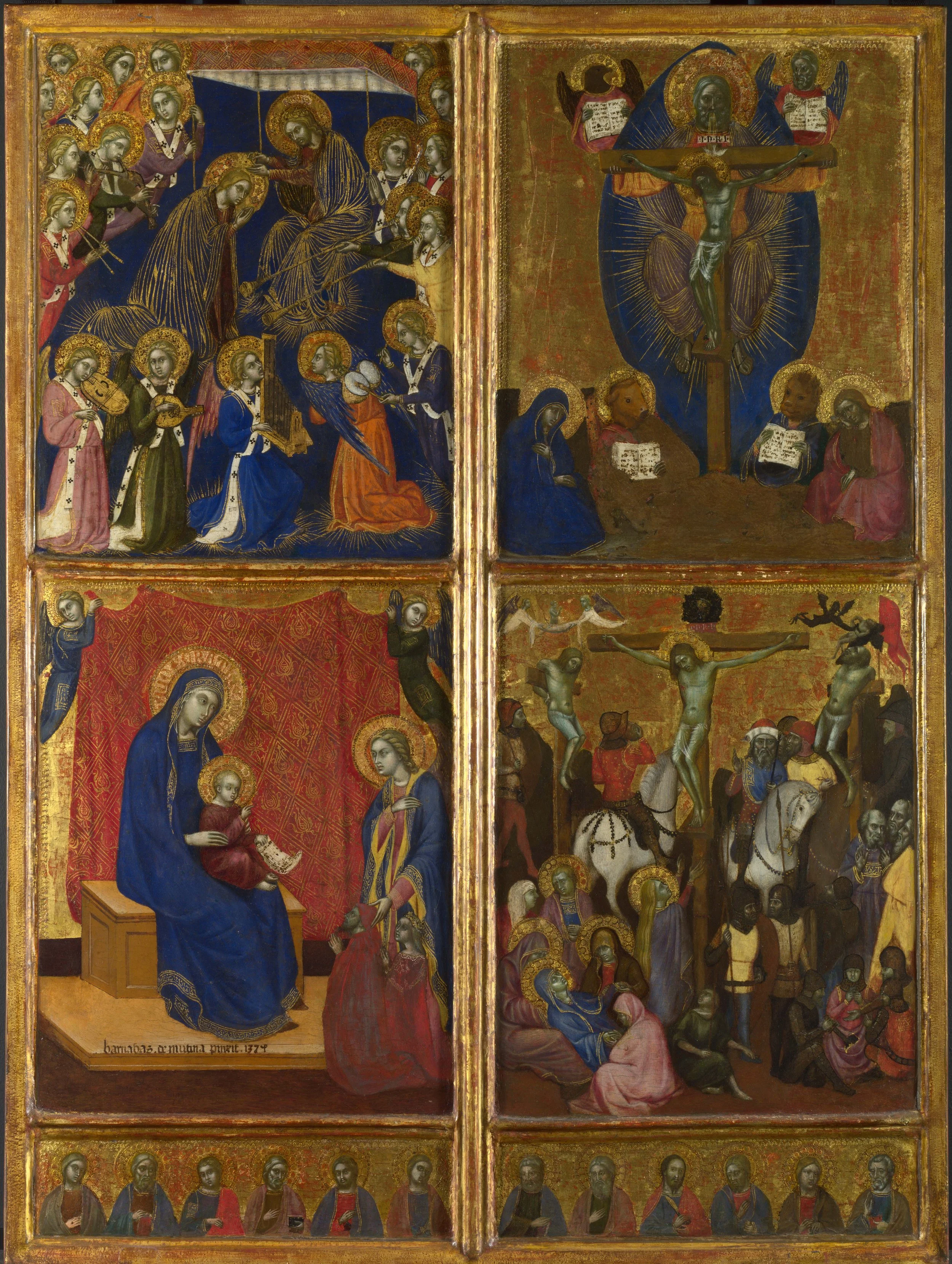 The Coronation of the Virgin; The Virgin and Child; The Trinity; The Crucifixion and The Twelve Apostles