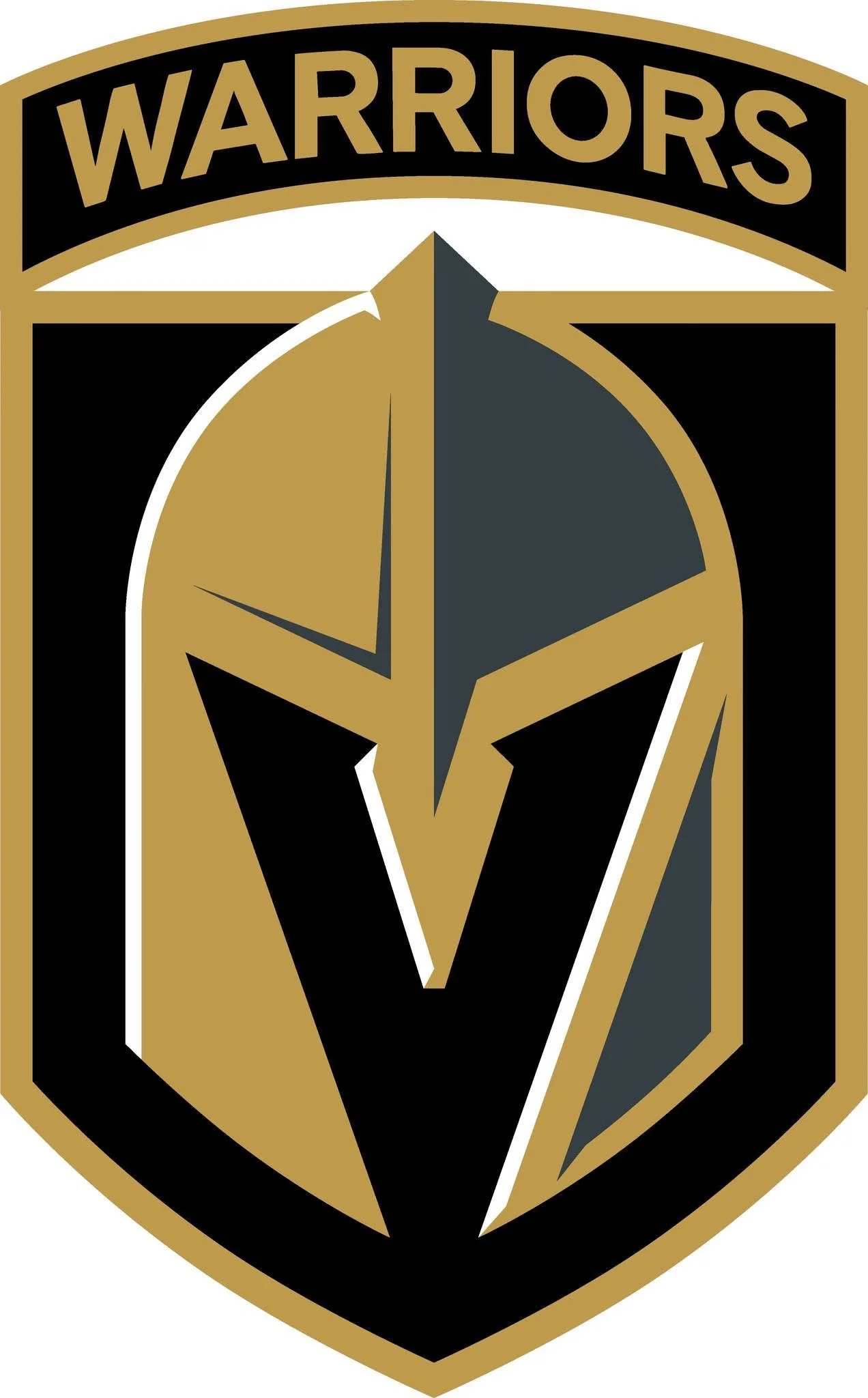 Illustration of a shield with a stylized warrior helmet and the word "WARRIORS" at the top.