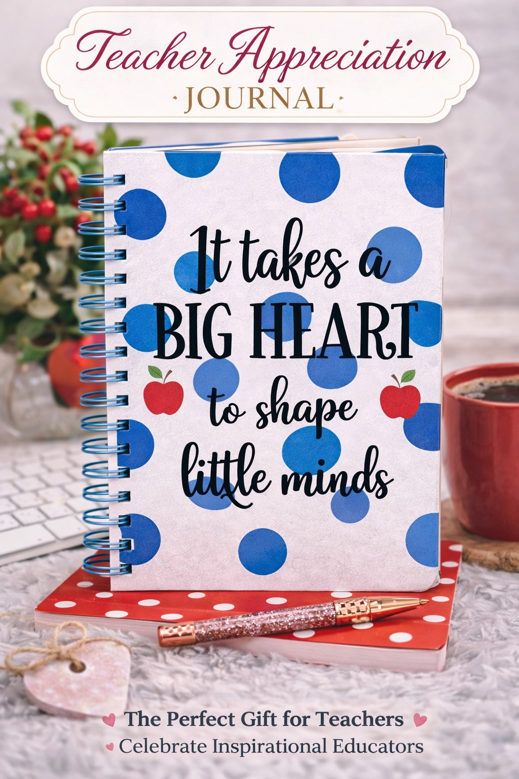 Teacher Appreciation Journal – “It Takes a Big Heart” Notebook