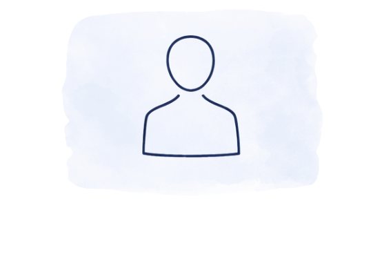 A simple line drawing of a person with an oval head and a rectangular body.