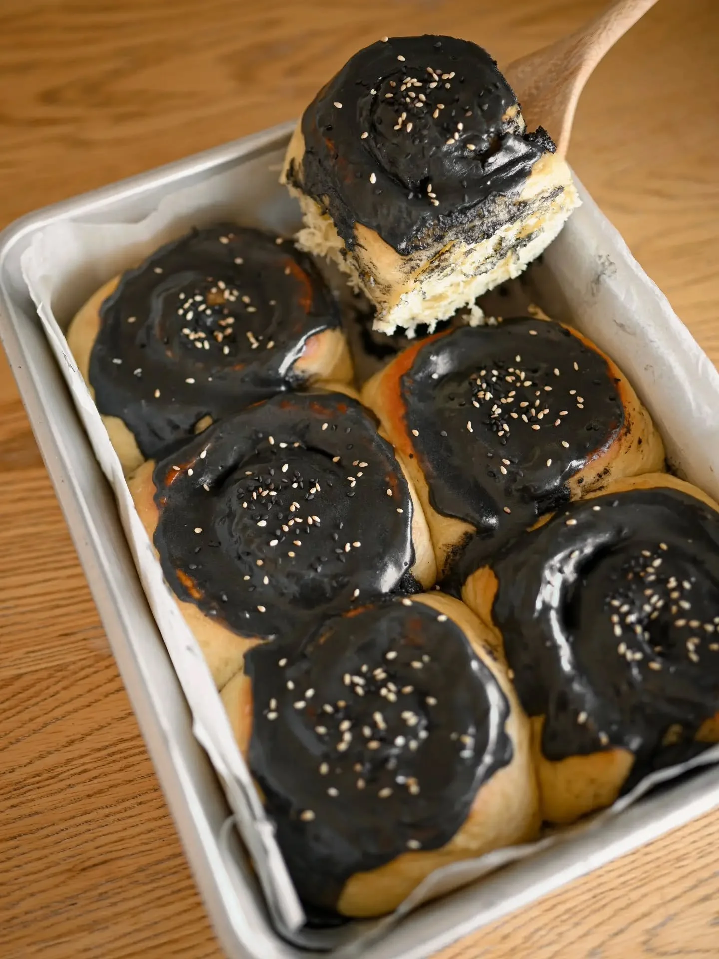 last chance to get your hands on our black sesame rolls before they move over to make room for something new. 🖤 this week's drop opens tomorrow, sunday, july 26th, for pickup friday, july 31st.

after that, we're taking a break for some travel and w