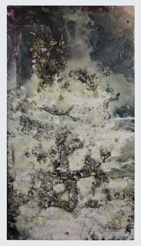 The Navigator Lands in Reno, 2013-2014, Encaustic on wood, 88 x 44 inches