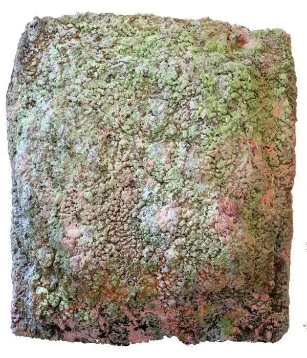 Chorten With Green and Pink, 2009, Oil and wax on wood, 30 x 26 inches