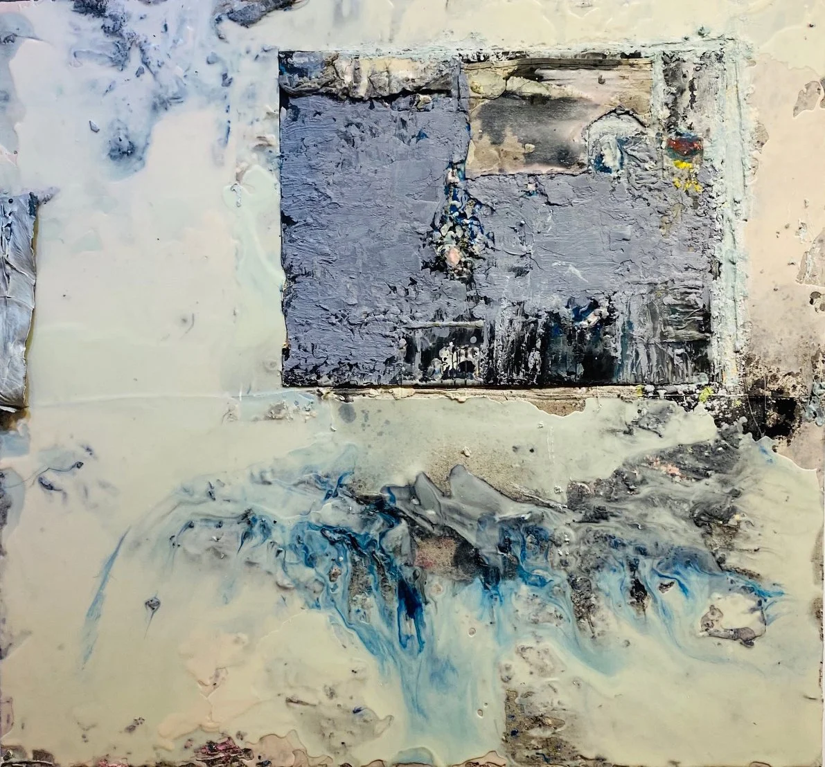 The Old Man and the Sea, 2021, Encaustic on birch panel, 70 x 75 inches