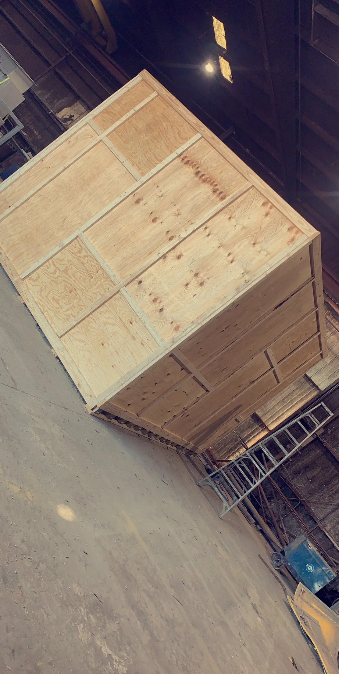 Fully enclosed heavy-duty crate built to protect equipment during shipping and storage.