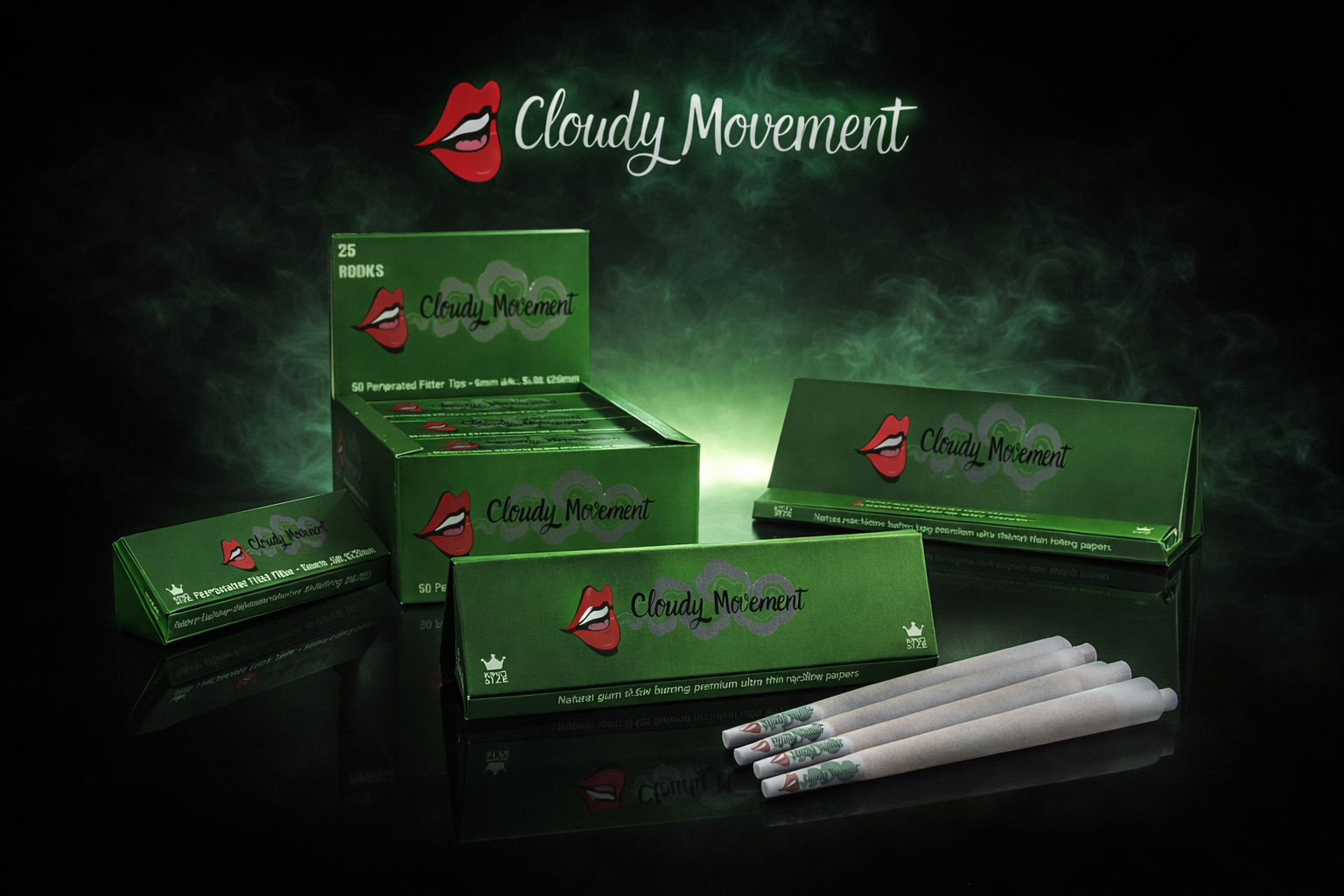 Cloudy Movement products. Papers, cones and filters