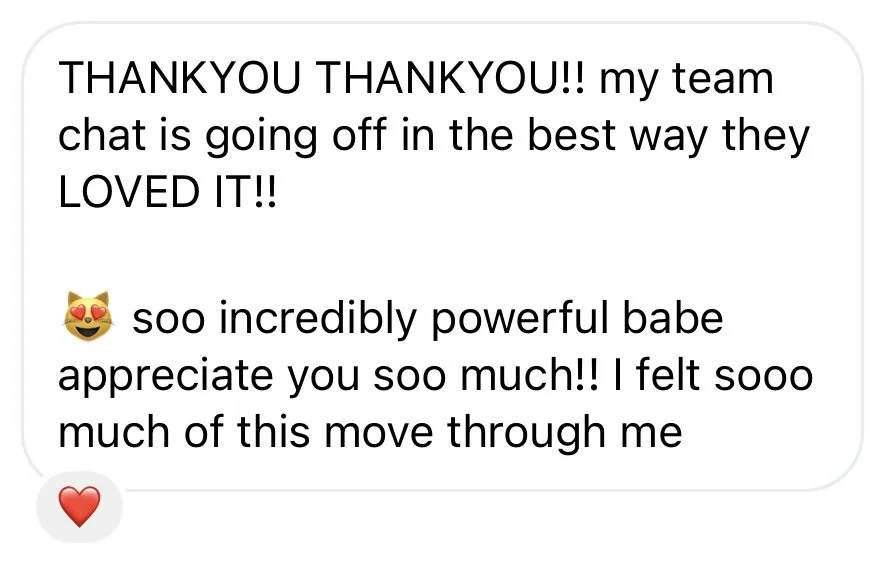 Client testimonial for Jessica Erler's group coaching and workshops