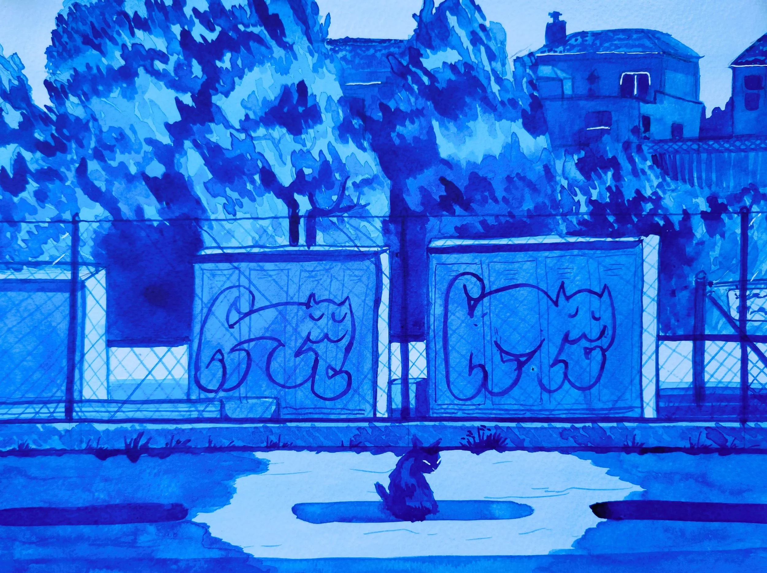 Worship, Ink on paper, 9x12in