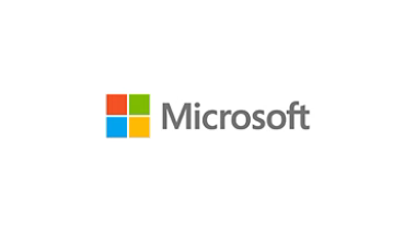 Microsoft logo with four colored squares and the word 'Microsoft' in grey text