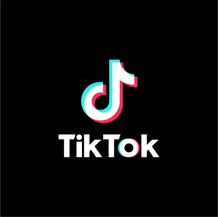 TikTok logo with a black background, showing the stylized musical note and the text 'TikTok' beneath it.