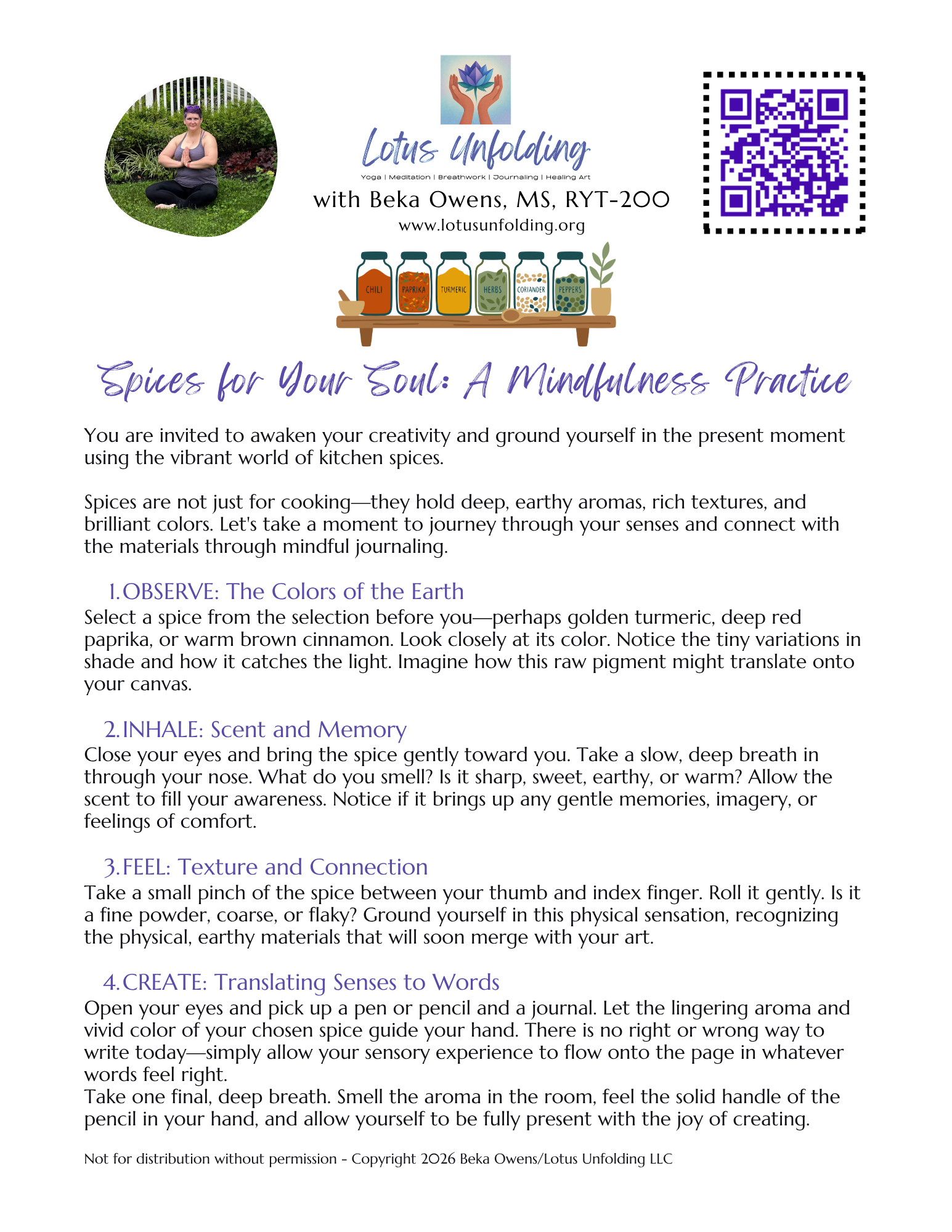 Spices for Your Soul: A Mindfulness Meditation
