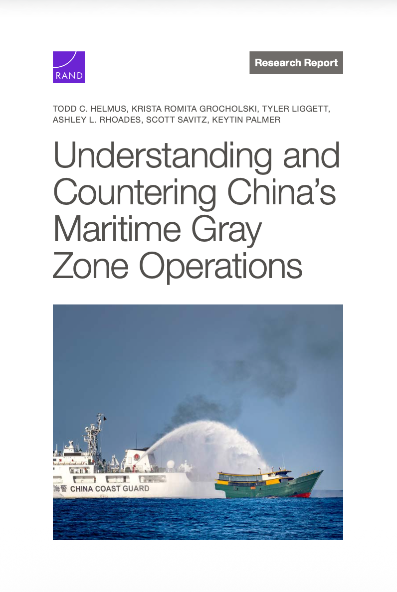 Cover for Todd Helmus' report, Understanding and countering China's Maritime Gray Zone Operations"