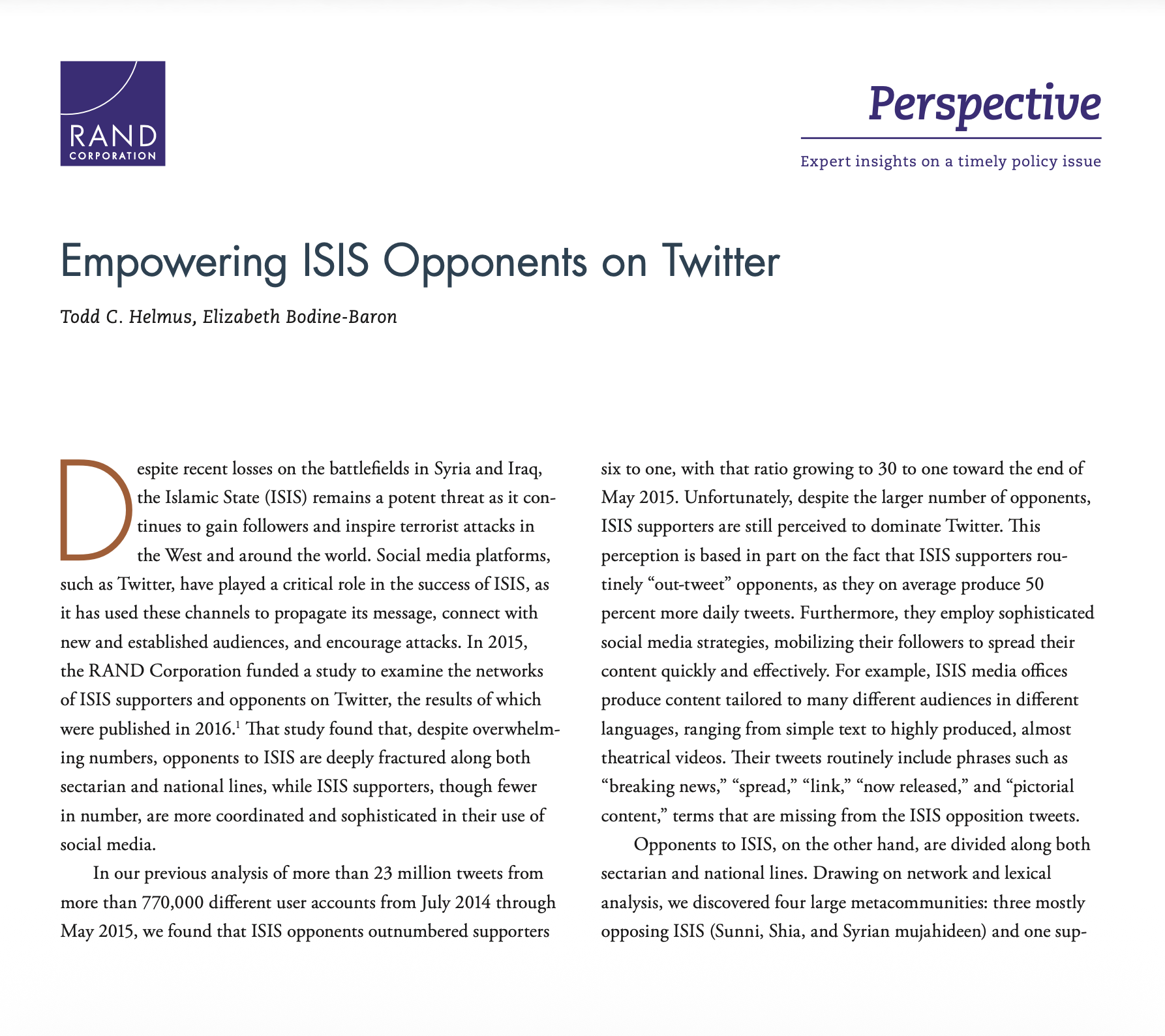 Empowering ISIS Opponents on Twitter