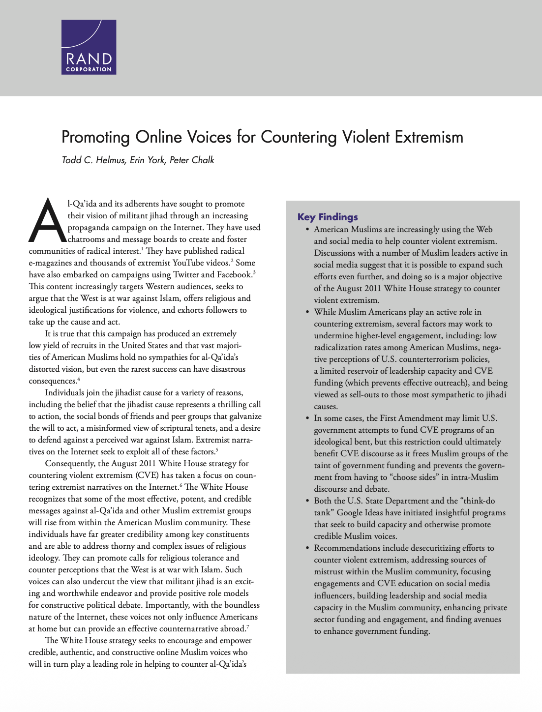 Promoting Online Voices for Countering Violent Extremism