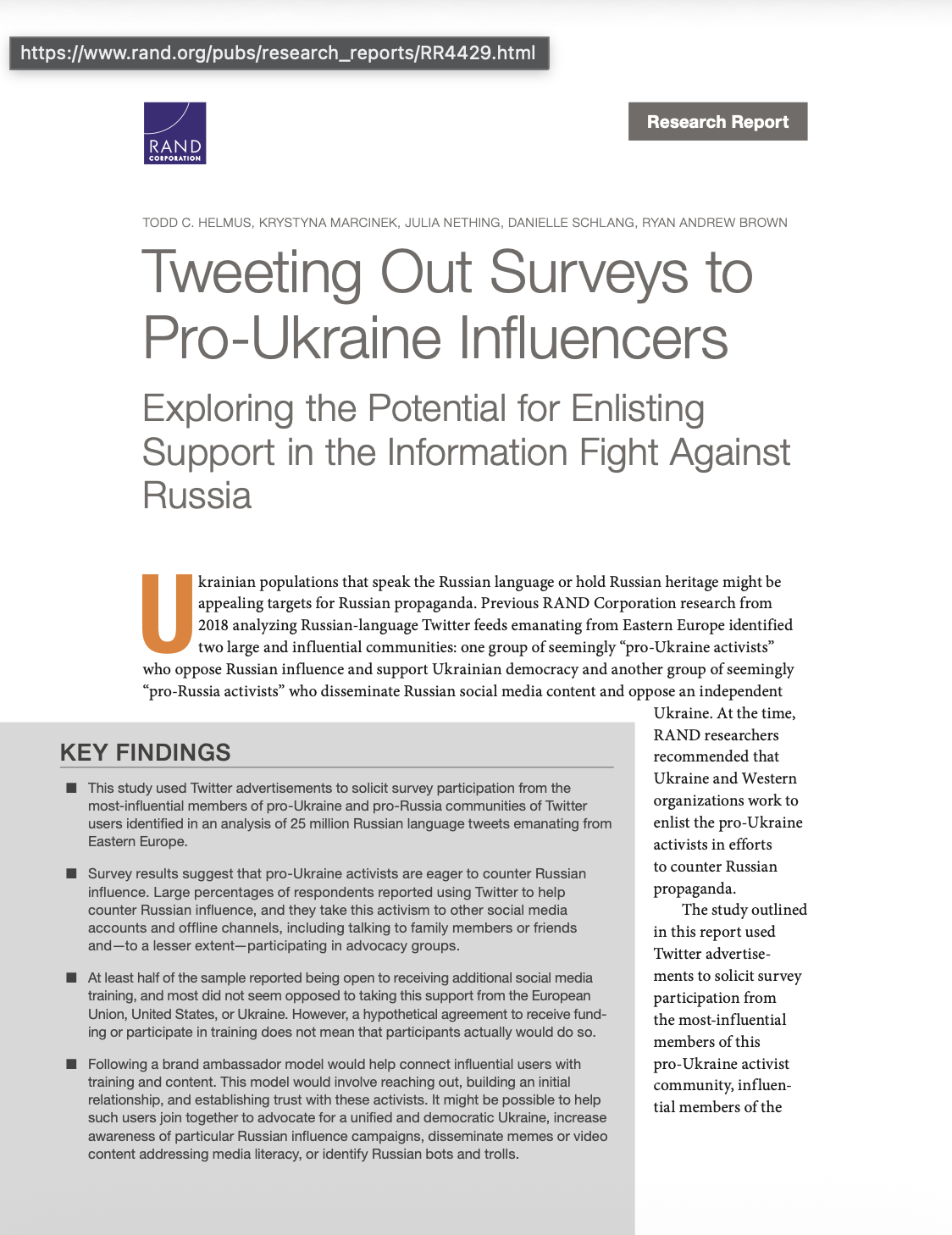 Tweeting Out Surveys to Pro-Ukraine Influencers: Exploring the Potential for Enlisting Support in the Information Fight Against Russia