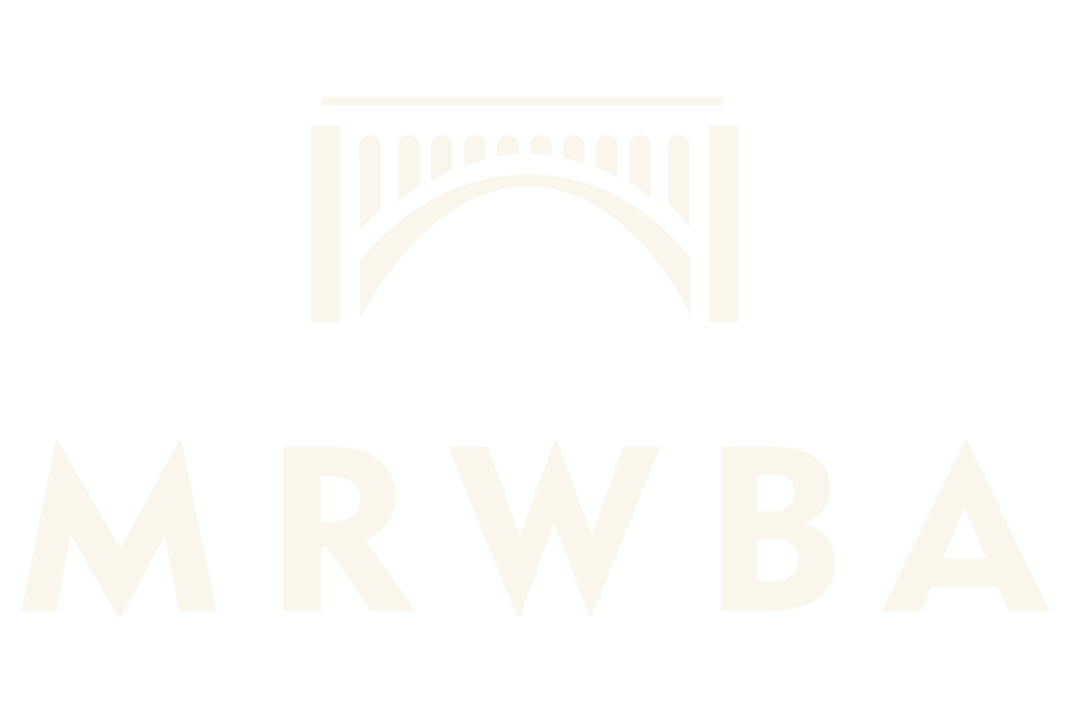 Logo for Metropolitan Richmond Women’s Bar Association featuring an illustration of a bridge and the letters 'MRWBA' beneath it.