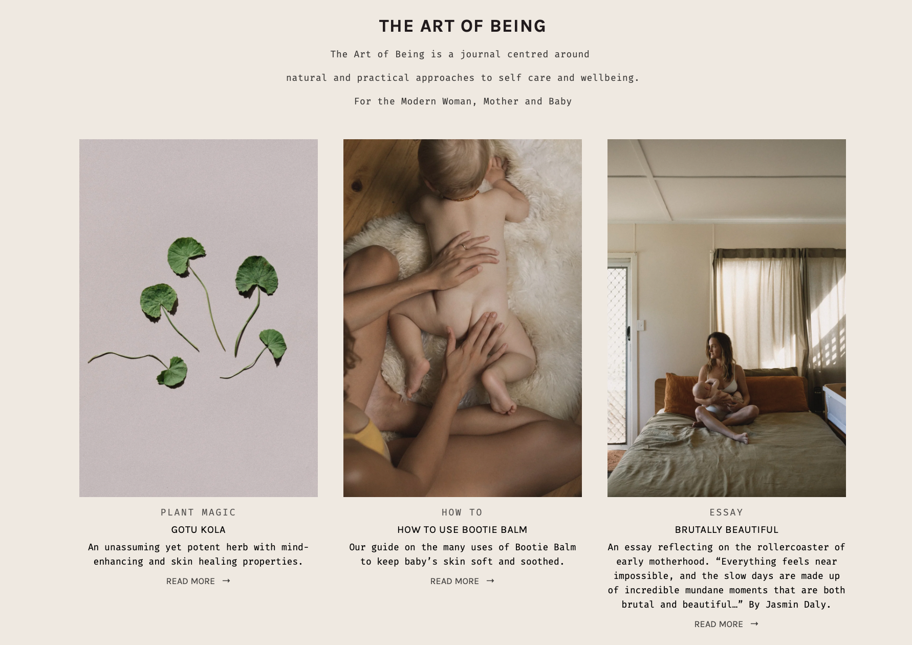 The blog page for Being Skincare a natural skincare brand
