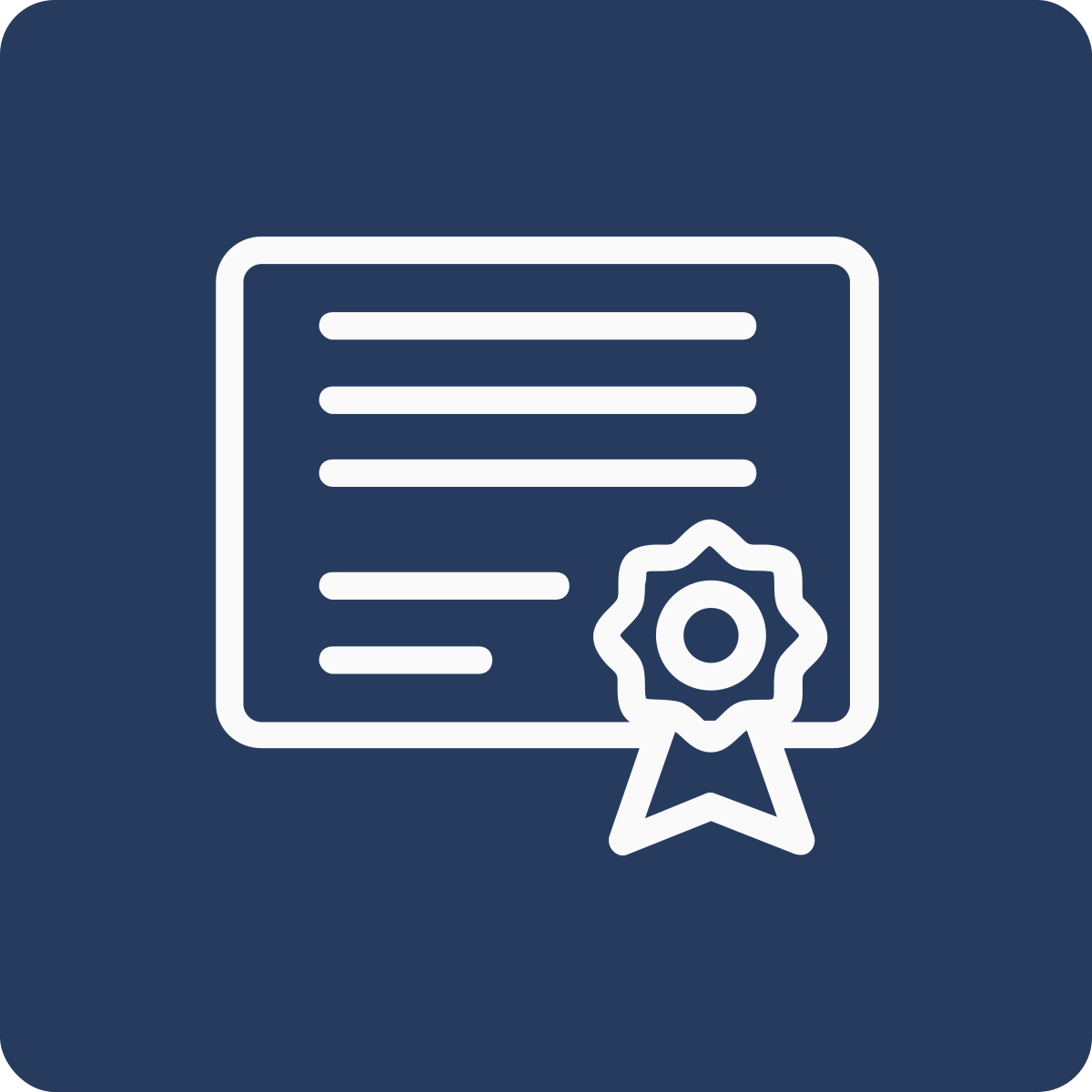 Icon of a certificate or diploma with a ribbon or medal