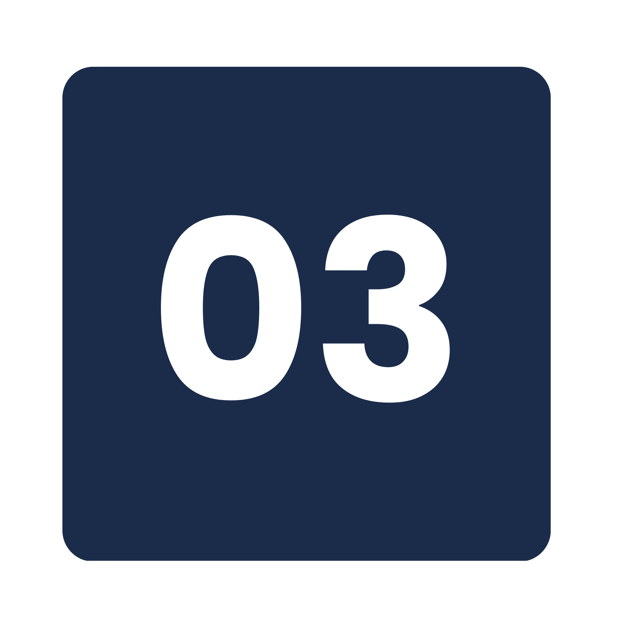 Blue calendar icon with the number 03 in white.