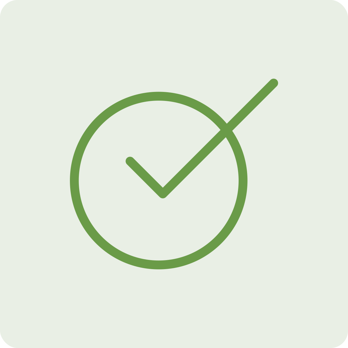 Green checkmark inside a circle on a light green background.