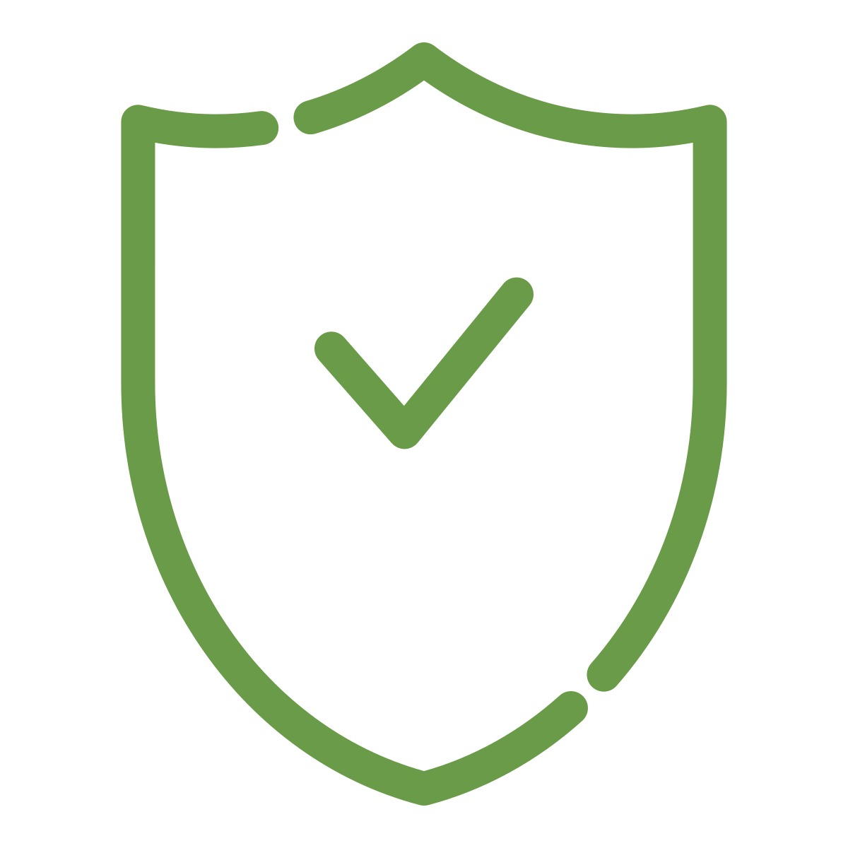 Green shield with a checkmark in the center, symbolizing security or protection.
