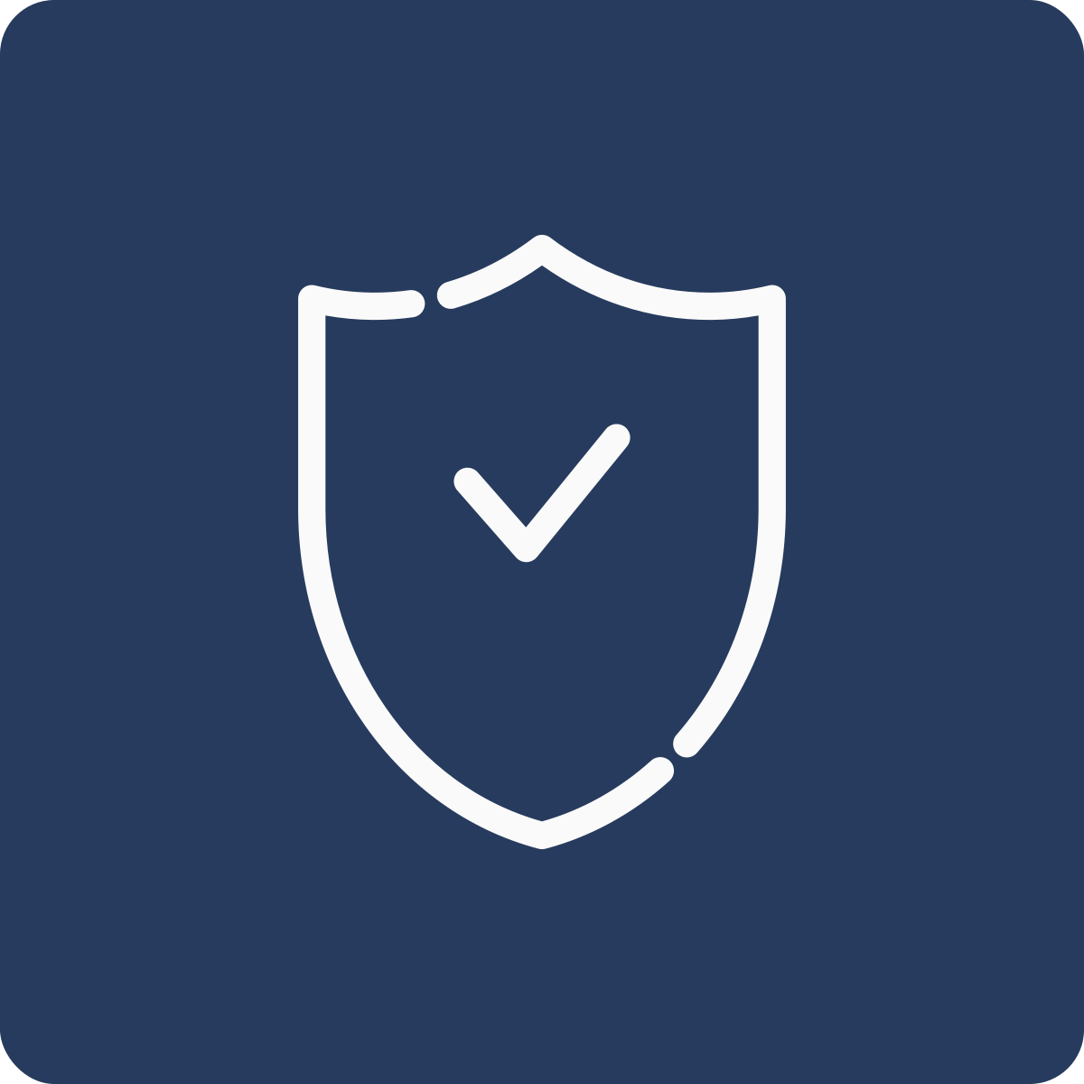 Icon of a shield with a check mark in the center, representing security or protection.