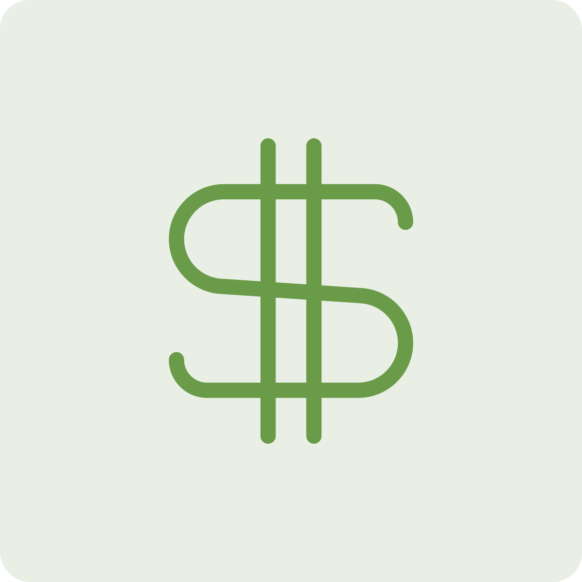 Green dollar sign icon on a light background.
